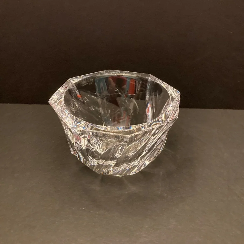 Orrefors Residence Crystal Bowl Swirl Heavy Unsigned 3.25